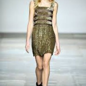 TOPSHOP UNIQUE Womens Gold Sequin Mesh Cocktail Pa